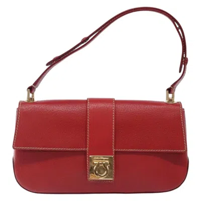 Pre-owned Ferragamo Gancini Leather Shoulder Bag () In Red