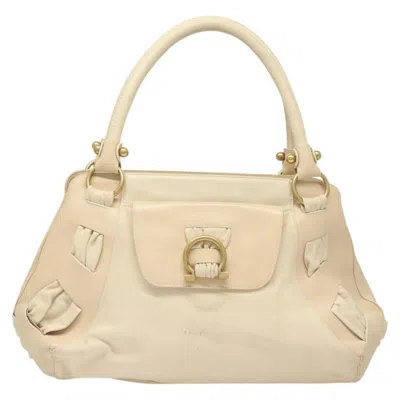 Pre-owned Ferragamo Gancini Leather Shoulder Bag () In Sand