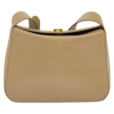 Pre-owned Ferragamo Gancini Leather Shoulder Bag () In Sand