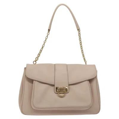 Pre-owned Ferragamo Gancini Leather Shoulder Bag () In Sand
