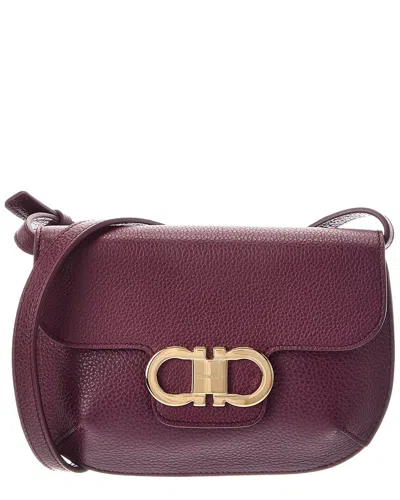 Ferragamo Gancini Leather Shoulder Bag In Purple