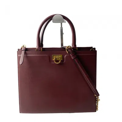 Pre-owned Ferragamo Gancini Leather Shoulder Bag Tote Bag () In Blue