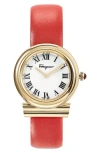 Ferragamo Gancini Watch With Leather Strap, Gold