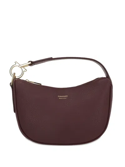 Ferragamo Gancini Leather Tote Bag In Burgundy