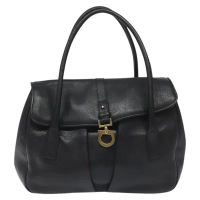 Pre-owned Ferragamo Gancini Leather Tote Bag () In Black