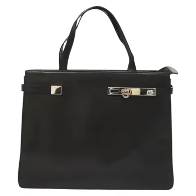 Pre-owned Ferragamo Gancini Leather Tote Bag () In Black