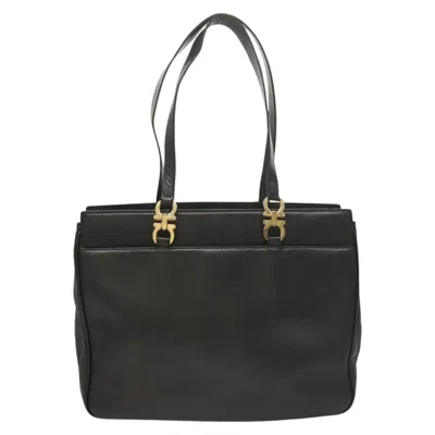 Pre-owned Ferragamo Gancini Leather Tote Bag () In Black