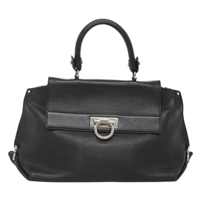 Pre-owned Ferragamo Gancini Leather Tote Bag () In Black