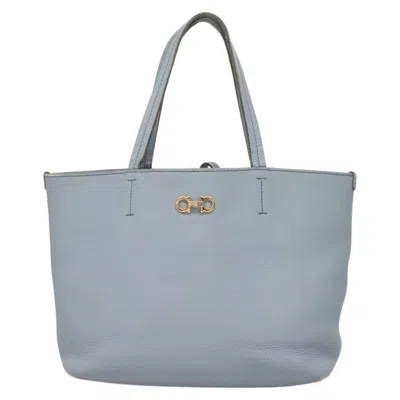 Pre-owned Ferragamo Gancini Leather Tote Bag () In Blue