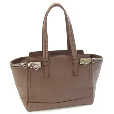 Pre-owned Ferragamo Gancini Leather Tote Bag () In Brown