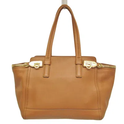 Pre-owned Ferragamo Gancini Leather Tote Bag () In Brown