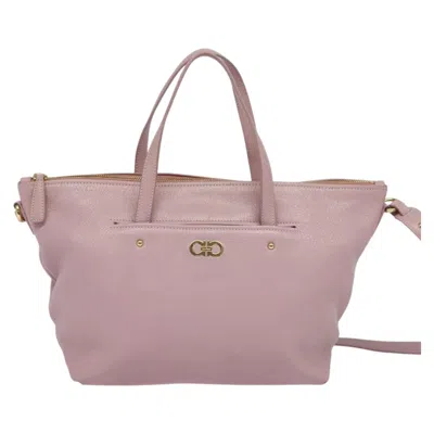 Pre-owned Ferragamo Gancini Leather Tote Bag () In Pink