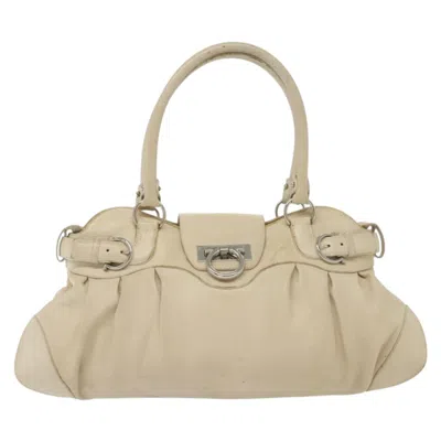 Pre-owned Ferragamo Gancini Leather Tote Bag () In Sand