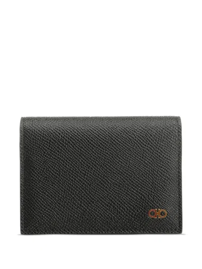 Ferragamo Gancini Leather Wallet In Black