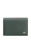 Ferragamo Micro Gancio Business Card Card Case With Zip Wallets Green In Green