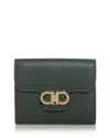 Ferragamo Gancini Leather Wallet In Green