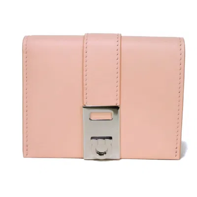 Pre-owned Ferragamo Gancini Leather Wallet (bi-fold) () In Pink
