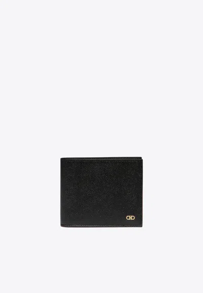 Ferragamo Gancini Leather Wallet In Black