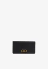 Ferragamo Gancini Continental Wallet In Hammered Leather In Black