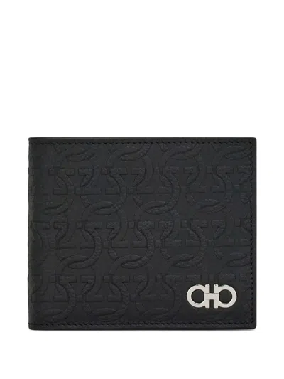 Ferragamo Gancini Leather Wallet In Black