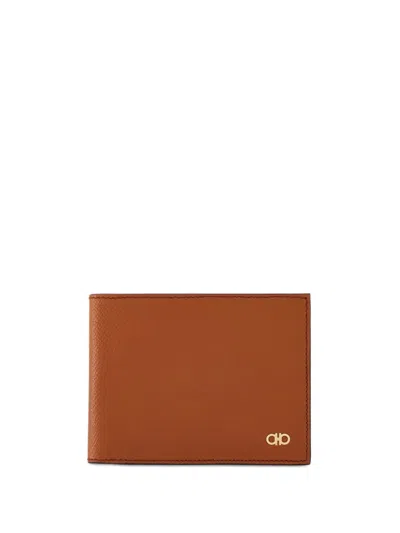 Ferragamo Gancini Leather Wallet In Brown