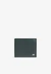 Ferragamo Gancini Grained Leather Bi-fold Wallet In Green