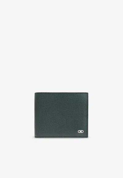 Ferragamo Gancini Leather Wallet In Green