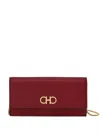 Ferragamo Gancini Leather Wallet On Chain In Red