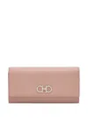 Ferragamo Gancini Leather Wallet In Pink