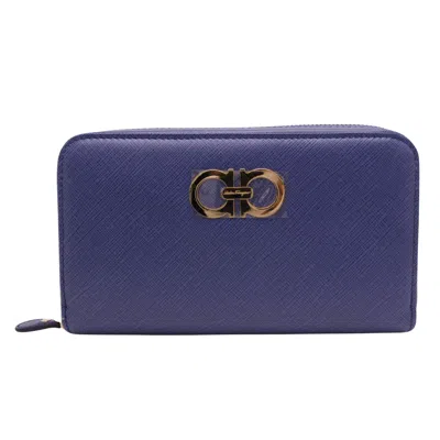 Pre-owned Ferragamo Gancini Leather Wallet () In Blue