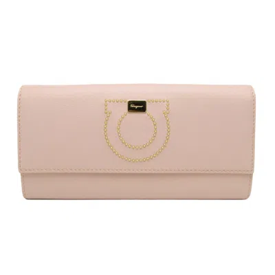 Pre-owned Ferragamo Gancini Leather Wallet () In Pink