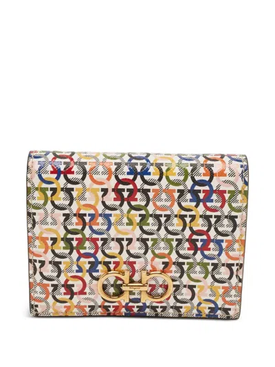 Pre-owned Ferragamo Gancini Leather Wallet In White