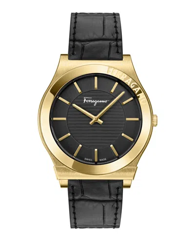 Ferragamo Gancini Leather Watch In Blue