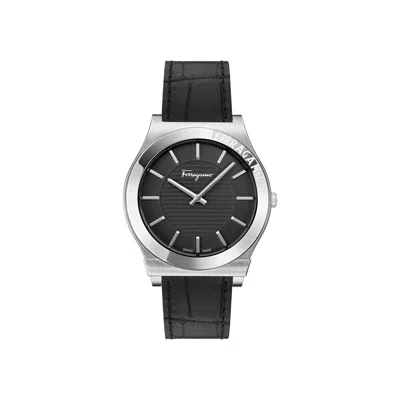 Pre-owned Ferragamo Gancini Leather Watch 'stainless Steel' | Silver | Men's Size Onesize