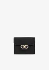 Ferragamo Gancini Leather Zipped Wallet In Black