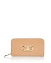 Ferragamo Porta Foglio Gancini Leather Zip Around Wallet In Light Camel