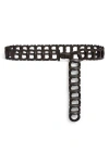 Ferragamo Gancini Link Leather Belt In Testa Di Moro