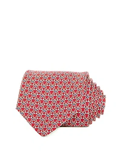 Ferragamo Loghi Gancini Silk Tie In Rosso