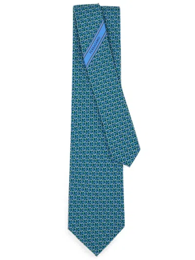Ferragamo Gancini Links Print Silk Tie In Pattern