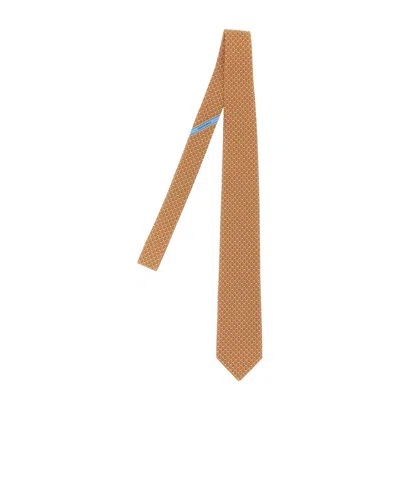 Ferragamo Gancini Links Print Silk Tie In Multi