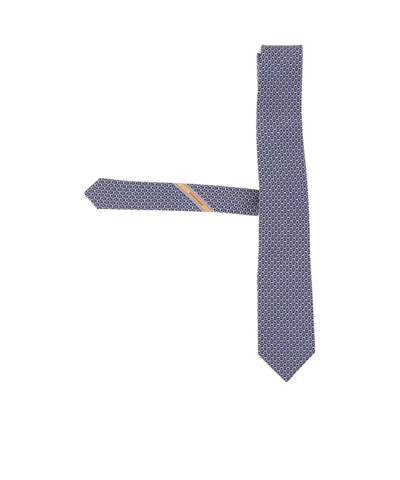 Ferragamo Gancini Links Print Silk Tie In Multi