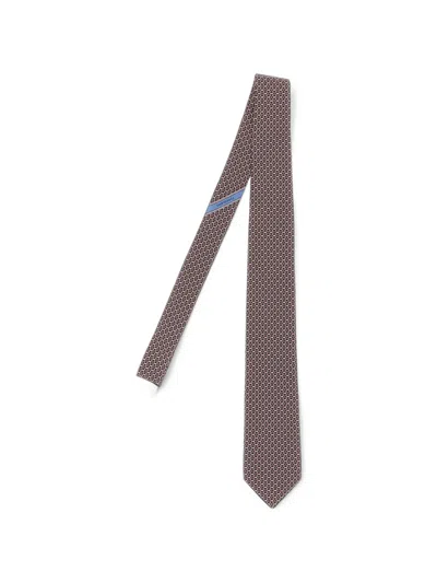 Ferragamo Gancini-links Print Silk Tie In Multi