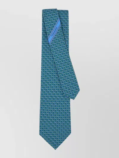 Ferragamo Gancini Links Silk Tie Diagonal Line Motif In Multi