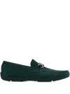 Ferragamo Driver With Gancini Ornament In Green