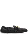 Ferragamo Gancini Leather Loafers With Round Toe In Black