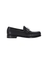 Ferragamo Bart Black Loafers With Embossed Gancini Detail On The Front In Leather Man In Black