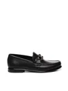 Ferragamo Gancini Buckle Loafers In Black