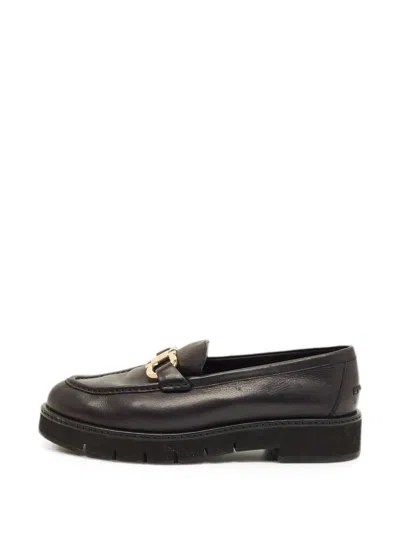 Pre-owned Ferragamo Gancini Loafers In Black