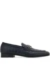 Ferragamo Men's Grandioso 3 Croc-effect Bit Loafers In Blue