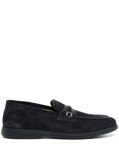 Ferragamo Gancini Loafers In Blue
